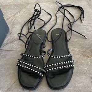 Maje Black Florence Tie-up Sandals 38